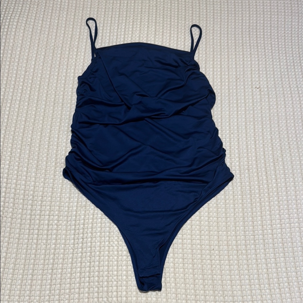Blue Bodysuit One Piece with Scoop Neckline